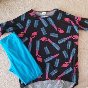 Lularoe Perfect T with matching solid OS leggings